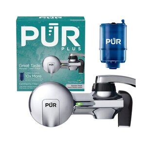 PUR Plus Chrome Finish Faucet Filtration System With Mineral Core Filter & Filte